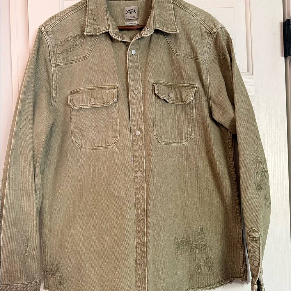 Zara Men's Khaki Shirt Jacket